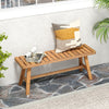 Acacia Wood Outdoor Garden Bench Set of 1/2 with Slatted Seat and 800 lbs Capacity-Set of 1 - Gallery View 1 of 6