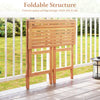 Foldable acacia wood outdoor bar table with slatted tabletop, perfect for balcony or patio space-saving storage.