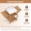 Acacia wood outdoor grill table with faux marble top, drop-leaf side panels, and 2-tier open shelf for versatile use.