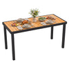 Acacia wood outdoor dining table with umbrella hole, seating 6 people, perfect for patio or garden gatherings.