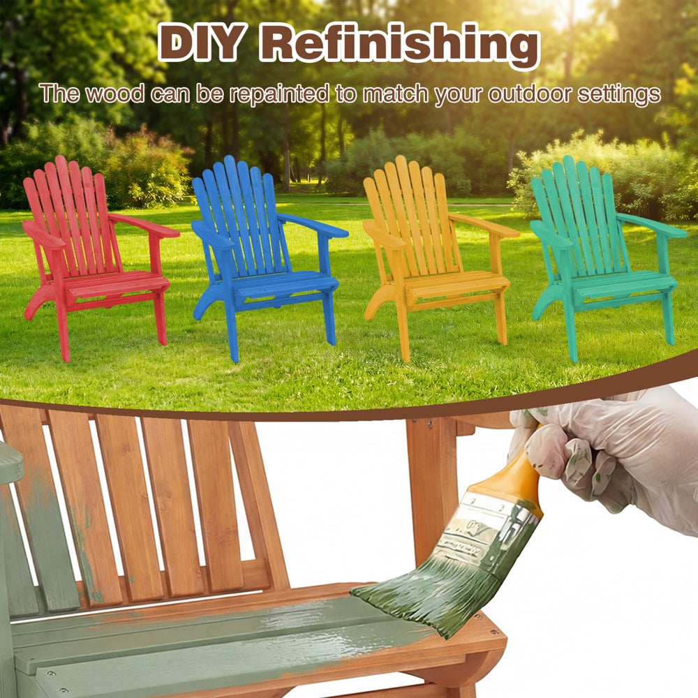 Acacia wood outdoor patio chair in natural finish, featuring a curved seat and wide armrests for comfort and support.