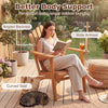 Acacia wood outdoor patio chair with angled backrest and wide armrests, designed for comfort and stability up to 400.