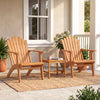 Natural acacia wood outdoor patio chair set with wide armrests and curved seats, perfect for garden relaxation.