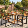 Set of 3 Acacia Wood Outdoor Dining Chairs with Wooden Backrest-Set of 3 - Gallery View 1 of 7