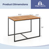 Acacia wood patio dining table with metal frame, measuring 43.5” x 27.5”, ideal for outdoor dining and gatherings.