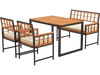 4-piece acacia wood patio dining set with soft cushions and sturdy metal frame, perfect for outdoor dining.