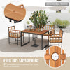 4-piece acacia wood patio dining set with rectangular table and 2" umbrella hole, ideal for outdoor gatherings.