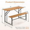 Acacia wood patio table bench with dimensions 52"x32" for 2 people, featuring a sturdy metal frame for outdoor use.