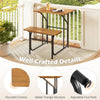 Acacia wood patio table and bench set with a single-side design, featuring a stable triangle structure for outdoor.