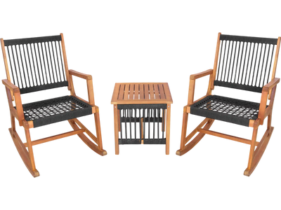 Costway 3-Piece Acacia Wood Rocking Bistro Patio Set 63415297 New