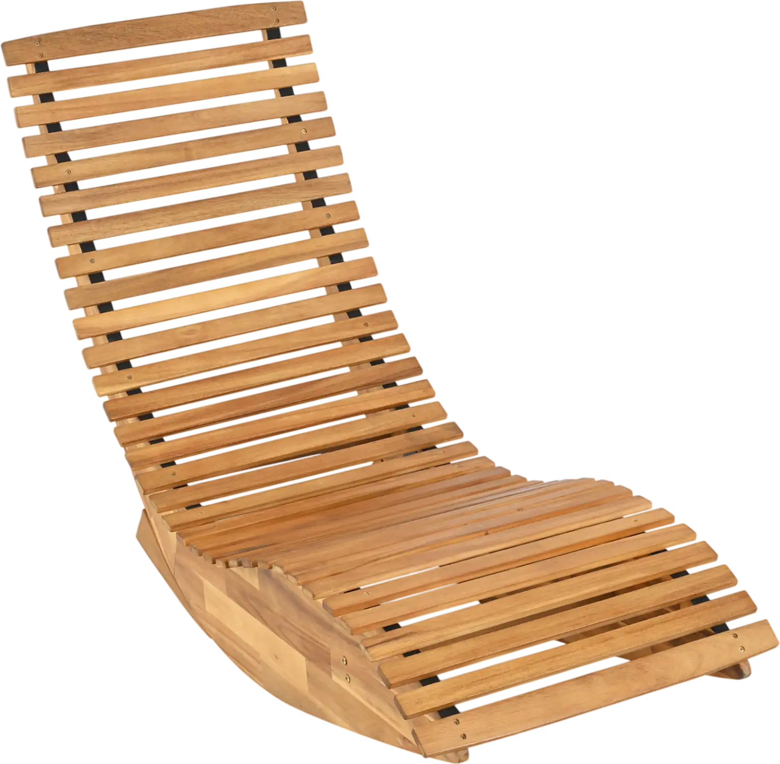 Costway Acacia Wood Rocking Patio Lounge Chair Recliner 13015958 New