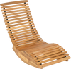 Acacia wood rocking patio lounge chair features a slatted design for comfort and stability, perfect for garden relaxation.