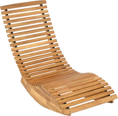 Costway Acacia Wood Rocking Patio Lounge Chair Recliner 13015958 New