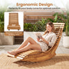 Acacia wood rocking patio lounge chair features an ergonomic design and a 21.5" slatted seating area for optimal comfort.