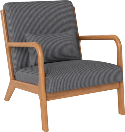 Costway Corduroy Upholstered Accent Lounge Chair w/ Lumbar Pillow 34355259 New