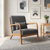 Accent Chair Corduroy Upholstered Lounge Chair with Lumbar Pillow-Gray - Gallery View 1 of 9