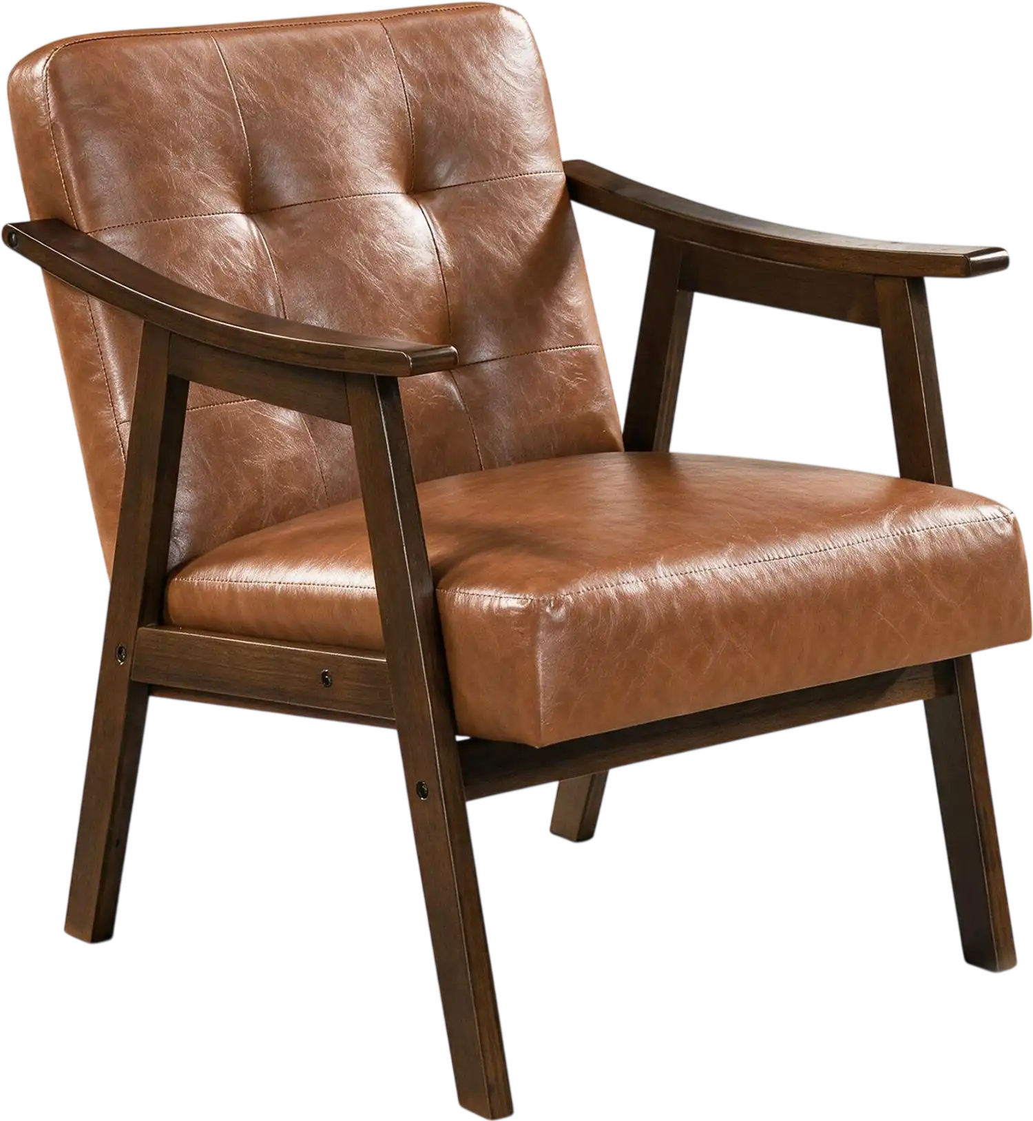 Costway Faux Leather Accent Chair Soft Cushion Inclined Backrest 22698032 New