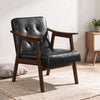 Accent Chair with Inclined Backrest Faux Leather and Soft Cushion for Living Room-Black - Gallery View 1 of 7