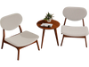 Beige accent chairs set of 2 with solid wood frame and side table, designed for comfort in living or reading rooms.