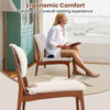 Accent chair from the set with solid wood frame and beige lamb velvet fabric, designed for ergonomic comfort and.