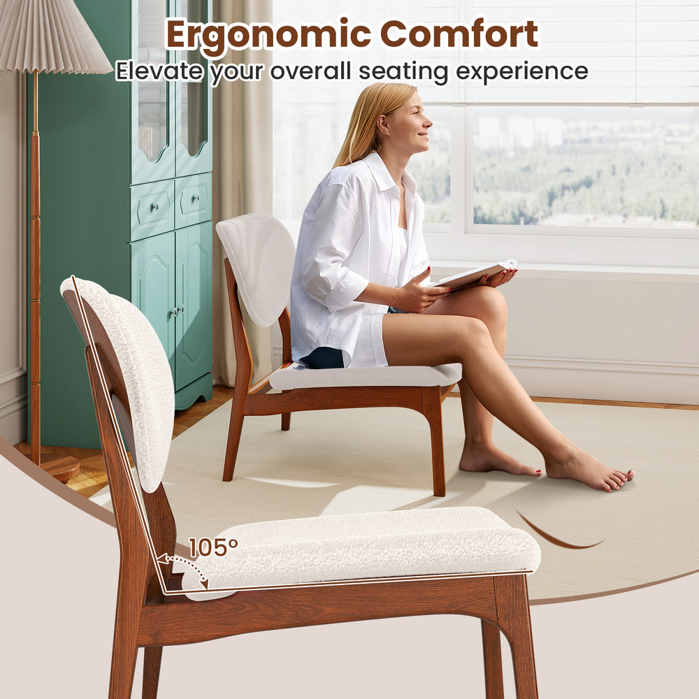 Accent chair from the set with solid wood frame and beige lamb velvet fabric, designed for ergonomic comfort and.