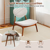 Accent chair with solid wood frame and beige lamb velvet fabric, designed for comfort and support in living spaces.