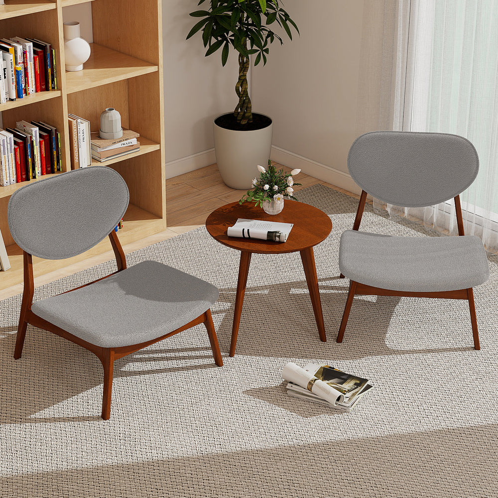 Accent Chairs Set of 2 with Side Table and Solid Wood Frame-Gray - Gallery View 1 of 10