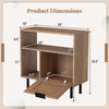 Accent side end table with natural wood finish, featuring storage compartments and a cabinet, perfect for small spaces.