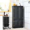 Black accent storage cabinet with antique finish, featuring adjustable shelves and compact design for elegant home.