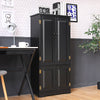 Black accent storage cabinet with antique finish, featuring adjustable shelves and two doors for versatile organization.