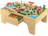84-Piece Wooden Train Set with Reversible and Detachable Tabletop