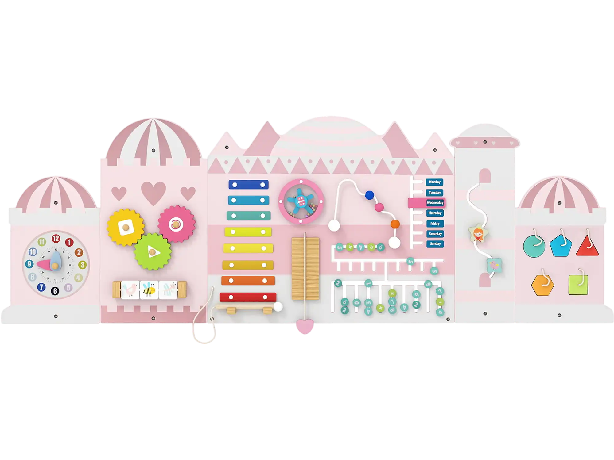 Costway 11-in-1 Activity Wall Busy Board Wooden Sensory Panels for Toddlers 14330339 New