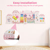 Activity wall busy board panels in pink featuring various learning activities for toddlers, perfect for playrooms and.