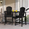 Black 2-seat Adirondack chair set with built-in tray, perfect for poolside or patio relaxation.