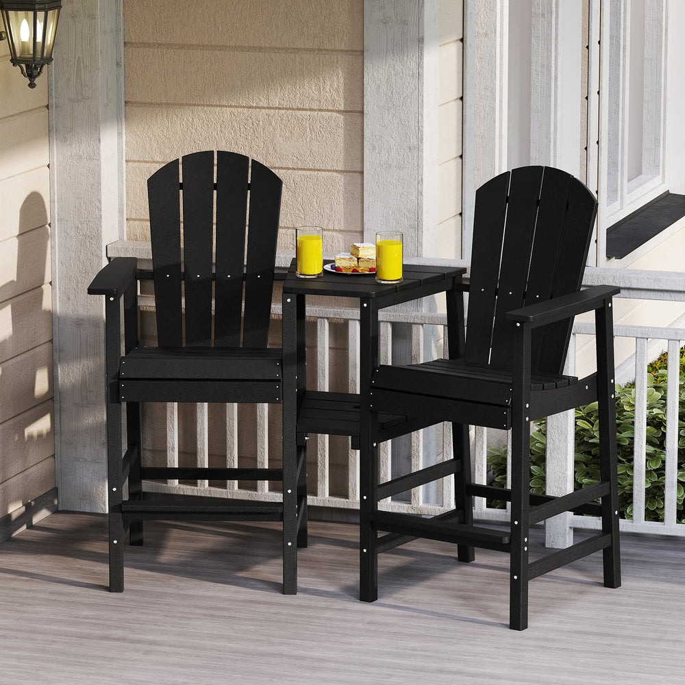 2-Seat Adirondack Chair All-Weather Adirondack Chair with Double Connecting Tray-Black - Gallery View 1 of 10