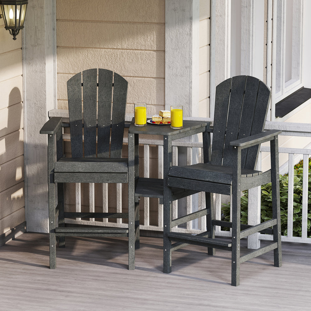 2-Seat Adirondack Chair All-Weather Adirondack Chair with Double Connecting Tray-Gray - Gallery View 1 of 10
