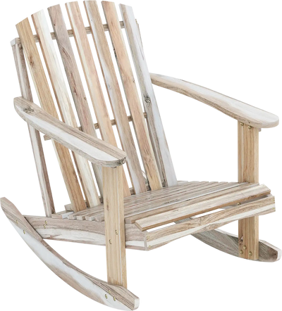 Costway Adirondack Rocking Chair Slatted Seat High Fanned Back 42042535 New