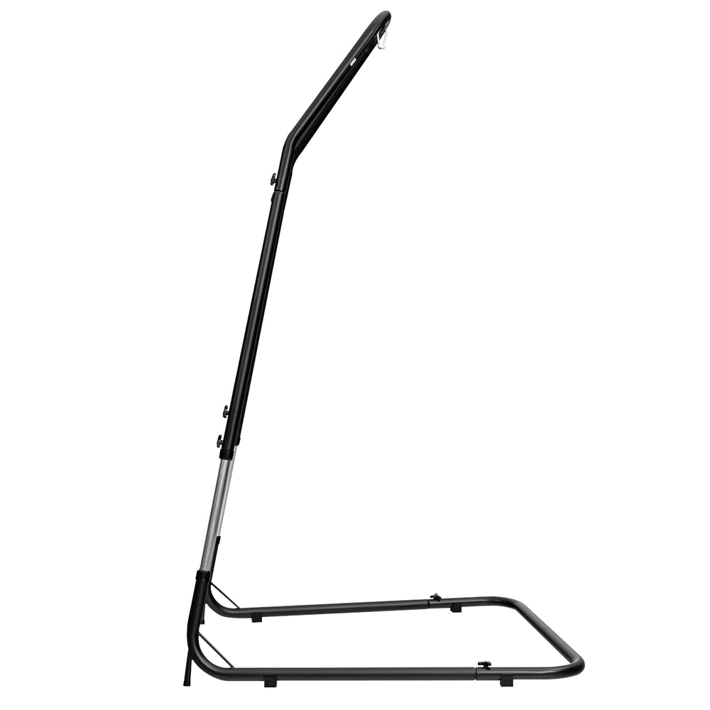 Adjustable hammock chair stand in black steel frame, height-adjustable from 78.7" to 98.4", perfect for indoor or.