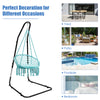 Adjustable hammock chair stand with heavy-duty steel frame, height-adjustable for indoor or outdoor use.