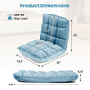 Adjustable floor chair in light green with soft flannel cover, featuring 14 positions for versatile comfort and support.