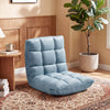 Adjustable floor chair in light green with soft flannel cover, ergonomic design, and multi-angle backrest for comfort.