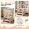 Adjustable 2-step kids helper stool in gray with safety handles and non-slip pads, ideal for various household tasks.