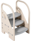 Adjustable 3-step stool in gray with safety handles, ideal for kids' daily activities and easy assembly.