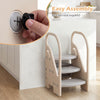 Adjustable 3-step helper stool in gray with safety handles, ideal for kids' activities and easy assembly without tools.