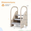 Adjustable 3-step helper stool in gray with safety handles, ideal for kids' activities like washing hands and brushing.