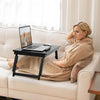 Adjustable Bamboo Laptop Desk with Tilting Top and Drawer-Brown - Gallery View 1 of 10