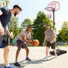 Adjustable basketball hoop system with wheels, height adjustable 5.8 to 6.8 ft, ideal for indoor and outdoor play.