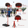 Adjustable portable basketball hoop with shatterproof backboard, anti-rust frame, and fillable base for stability.