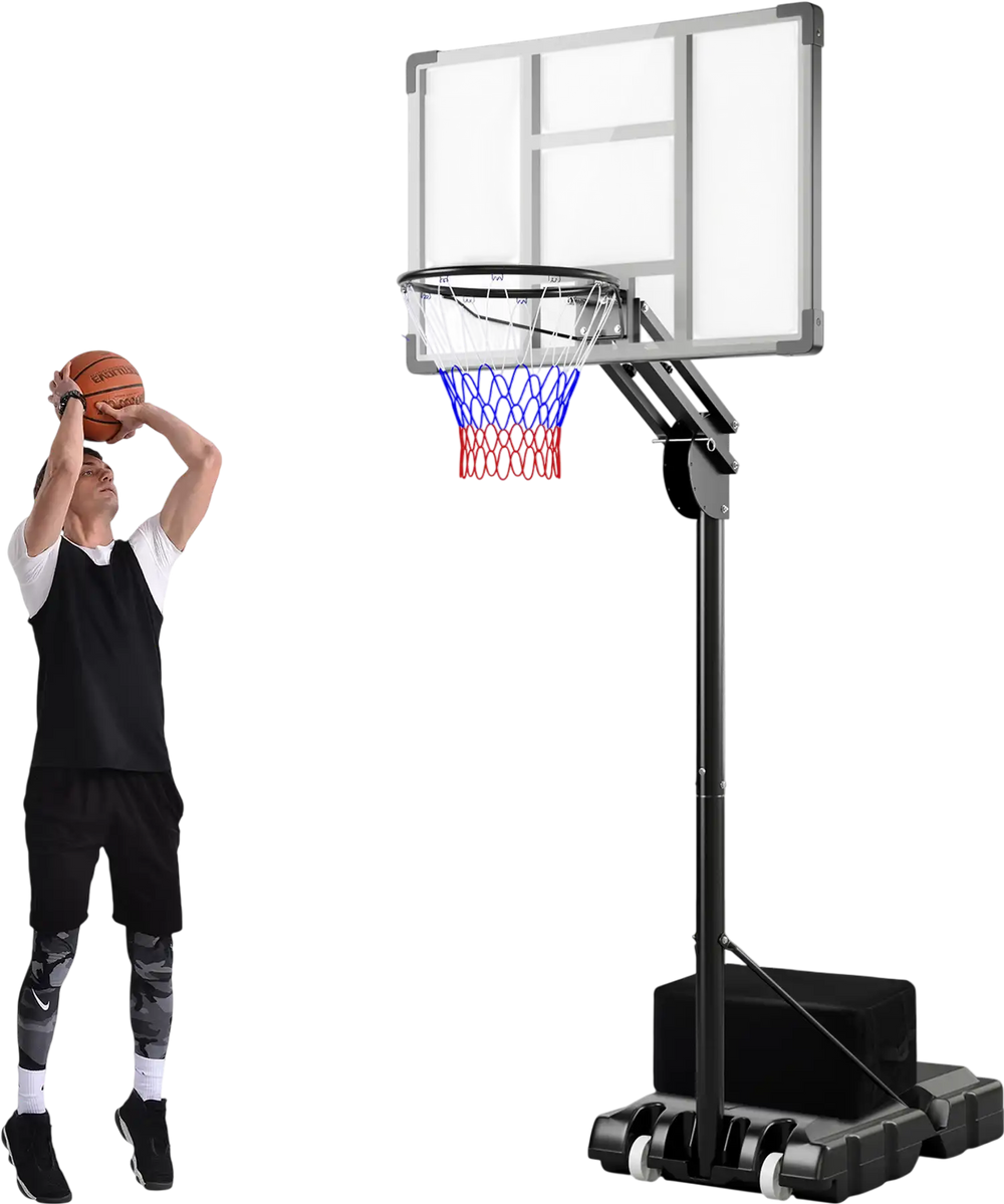 4.9-10 Feet Adjustable Basketball Hoop with Shatterproof Backboard