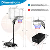 Adjustable basketball hoop dimensions with shatterproof backboard, fillable base, and safety locking latch for.